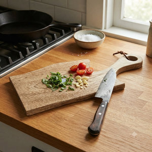 Planche à servir en bois d'acacia naturel avec poignée, grande planche à découper en bois pour charcuterie, fromage, pain, pour cuisine, restaurant - Product Image 4