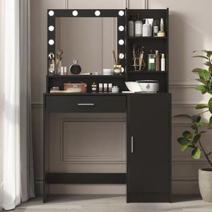 Specchio da Toeletta con Luce a Tre Modalità di Illuminazione, Luminosità Regolabile, Grande Cassetto e Tre Livelli di Stoccaggio per Camera da Letto - Product Image 4