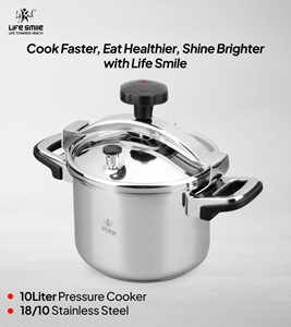 หม้ออัดแรงดันสเตนเลสสตีล 18/10 พรีเมียม ขนาด 10 ลิตร พร้อมตะกร้านึ่งและฝาแก้ว - Product Image 2