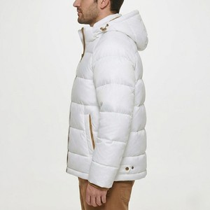 Men's <b>White</b> Hooded Puffer <b>Jacket</b> Heavyweight Winter Insulated Zip Up Bubble Coat Thick Warm Casual Streetwear Outerwear - Product Image 3