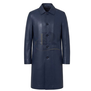 Manteau long en cuir pour homme, élégant, imperméable, avec boutons sur le devant, manches longues, col classique, moderne - Product Image 5