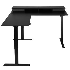 Scrivania da Gaming Angolare a L Regolabile Elettricamente con Doppio Gancio, Cassetti in Tessuto, Supporto CPU e Vano Porta Accessori a T - Product Image 1