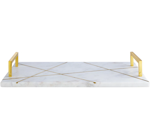 Luxury Marble Plated Storage Tray <b>Decorative</b> Bathroom Organizer for Toiletries Perfume Cosmetics & Sink Accessories At Low Price - Product Image 2