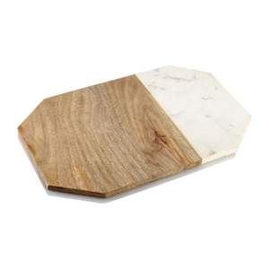 Planche à découper artisanale en marbre et bois avec finition durable pour la préparation du pain, du fromage, de la viande et des légumes - Product Image 4