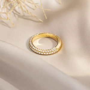 Women's Yellow Gold Round Brilliant Cut <b>Diamond</b> <b>Ring</b> Classic Style Wedding Band G Color lab grown Stone - Product Image 4