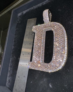 RB Gems Personnalisé Christian Lunette Réglage Argent Sterling 925 Or Rose 3D D Lettre Hip-Hop VVS Moissanite Diamant Pendentif pour - Product Image 3