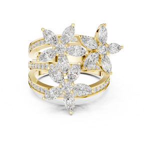 Anillo de Compromiso de Oro Rosa de 14K con Diamantes Cultivados en Laboratorio, Corte Redondo y Marquesa, para Mujer |   Diamante Cultivado Nuevo - Product Image 6