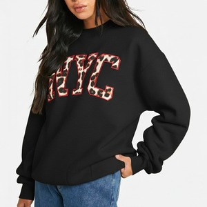 Sudadera de cuello alto extragrande para mujer, 100% algodón polar, lisa, de alta calidad, con logotipo OEM personalizado bordado frontal, insignia y lentejuelas - Product Image 4