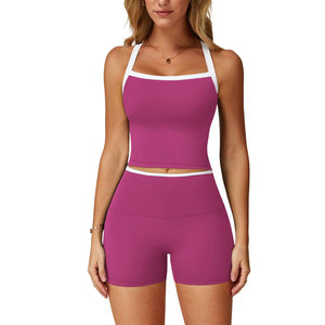 Latest Trending Design Women's 2 Piece <b>Sets</b> High Elasticity Waistband Shorts Breathable Gym Yoga Aerobics Cardio Women's <b>Sets</b> - Product Image 1