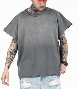 เสื้อกล้ามถักคอโอสีเทาสำหรับผู้ชาย สไตล์ลำลอง สีพื้น ย้อมสีเรียบ - Product Image 2