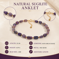 Bijoux spirituels, pierre précieuse violette, Reiki, bracelet de cheville, pierre d'énergie naturelle, bracelet de cheville en argent 925