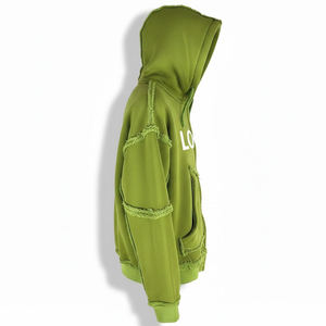 Sudadera con Capucha Unisex Verde Oliva, Cierre de Cremallera, Talla Grande, Felpa Francesa de Algodón, Informal, con Bolsillos, Logotipo Frontal, para Otoño - Product Image 4