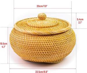 Cesta de Almacenamiento Redonda de Ratán al por Mayor, Organizador Multifuncional, Cesta Multiusos Tejida a Mano para el Hogar, Fabricada por KingCraftViet - Product Image 4