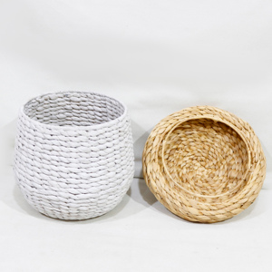Handmade Water Hyacinth Mushroom Storage <b>Basket</b> <b>Lid</b> Accent for Nursery Room - Product Image 5