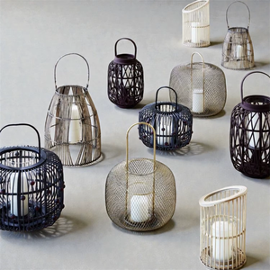 Iron Candle <b>Lanterns</b> <b>Set</b> Modern Wire Design Home Decoration Durable Votive Holders Black Brown White - Product Image 6