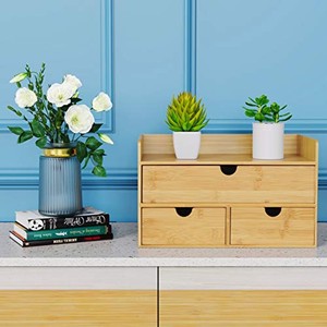 Natural Bamboo <b>Desk</b> Organizer with Drawers - Eco-Friendly Storage Solution Wholesale - Product Image 3
