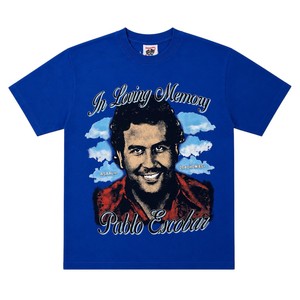 เสื้อยืดแขนสั้นลายพิมพ์ตัวอักษร Loving Memory Pablo Escobar สีดำ สไตล์สตรีทแวร์ คอกลม ทรงหลวมสำหรับผู้ชาย ผ้าฝ้าย 100% น้ำหนัก 180 กรัม - Product Image 3