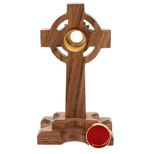 Cruz Relicario Católica de Madera con Centro de Monstranza de Latón, Hecha a Mano, Decoración Religiosa para Altar de Iglesia, Calidad de Exportación - Product Image 5