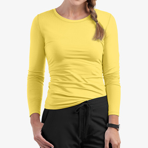 T-shirts de sous-blouses ajustés extensibles à manches longues pour femmes grandes tailles, uniforme d'hôpital - Product Image 4