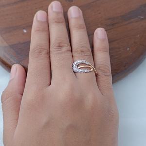 18K Solid Gold Diamond Pave <b>Ring</b> Curved Wrap Design <b>Statement</b> Cocktail <b>Ring</b> for Women Elegant Party Wedding Jewelry Polished - Product Image 2