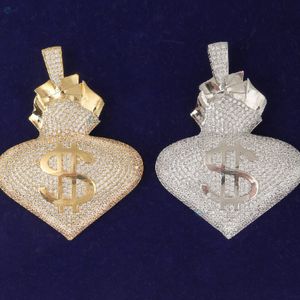 Collar con Colgante de Bolsa de Dinero con Diamantes VVS1 Cultivados en Laboratorio, Colgante de Corazón con Dólares, Estilo Hip Hop Premium - Product Image 1