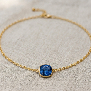 Luxury Blue Topaz Necklace 925 Sterling Silver 18K Gold Plated 16 Inch 7g 10mm Cushion Cut Wholesale Factory Price - Product Image 4