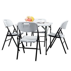 Sedie Pieghevoli da Giardino in Plastica, Confezione da 4, 47x54x84cm, Bianche - Product Image 6