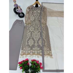 Conjunto de ropa de fiesta de diseñador para mujer Top Pant Dupatta con encaje elegante - Product Image 1