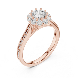 Bague de soirée en or rose 14 carats avec diamant de laboratoire rond pour femme |   Nouveau diamant cultivé - Product Image 4