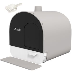 Light Gray XXL <b>Cat</b> Litter <b>Box</b> with Large Inner Space 17"x17"x18.5" Covered Tray Scoop Filter Indoor Use Made of PP Plastic - Product Image 1