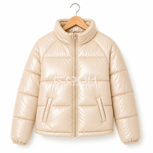 Veste matelassée pour femme Cosh International, col montant, manches longues, fermeture éclair, couleur beige, manteau chaud - Product Image 4