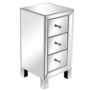 FCH Modern and Contemporary 3-Drawers Nightstand <b>Bedside</b> <b>Table</b> with <b>Mirrored</b> Finish Dressers - Product Image 6