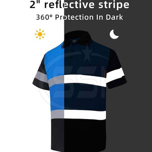 Construction and Maintenance Safety Polo Shirt Breathable Reflective Water Proof ANSI Class 2 <b>LED</b> Flash Professional Style - Product Image 4