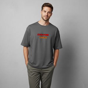 Camisetas de hombre 100% algodón, venta al por mayor, de alta calidad, con logo impreso personalizado, corte holgado, estilo hip hop. - Product Image 1