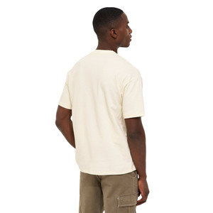Men's <b>Cream</b> Regular Fit Cotton T-Shirt O-Neck Short Sleeve Casual Jersey Breathable Solid Color Blank Design - Product Image 3