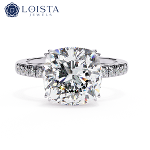 lab grown diamond solitaire engagement ring for women Gold side <b>stone</b> custom lab created diamond jewelry - Product Image 1