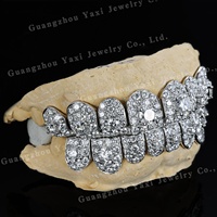 Grillz dentaires Hip Hop personnalisés, testés par un testeur, en argent 925 plaqué or, avec grand moissanite taille brillant, certifiés par un tiers