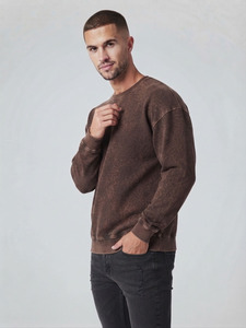 Sudadera de Manga Larga para Hombre, Estilo Vintage, Lavado Ácido, Cuello Redondo, Algodón, Estilo Casual Urbano, Personalizable con Logotipo OEM - Product Image 4