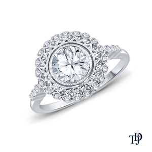 10K <b>Gold</b> Antique Vintage Style Intricate Diamond Lab Grown Engagement <b>Ring</b> Bezel <b>Set</b> Center Milgrain Halo OEM jewelry - Product Image 4