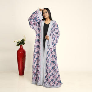 Abaya longue ouverte sur le devant en mousseline unie, style modeste islamique pour femmes, idéale pour l'Aïd et le Ramadan. - Product Image 1