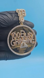 Moissanite Custom Circle Hip Hop <b>Initial</b> Two-Tone 925 Sterling <b>Silver</b> Gold Plated Luxury Certified <b>Pendant</b> with Custom Bail - Product Image 3
