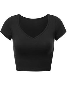 Camiseta de verano con bolsillo para mujer, cuello en V, estilo urbano, manga corta, corte ajustado, informal - Product Image 2