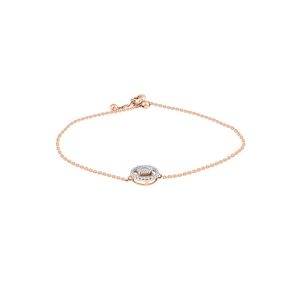 Bracelet chaîne solitaire halo circulaire en or rose avec diamant de laboratoire - Product Image 2