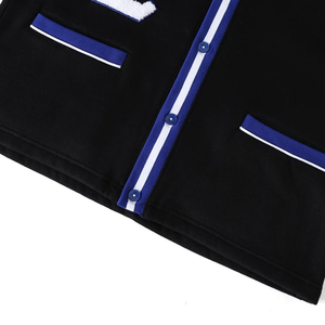 Sigma <b>Black</b> Varsity Fleece <b>Cardigan</b> Classic V Neck Sweater with Patch Pockets Casual Winter Thick Wool/Cashmere Outerwear - Product Image 6