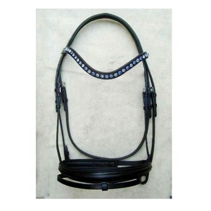 Adams-Tack Brida de caballo de cuero inglés 8mm Acolchado Wave Crystal Brow Band Excelente calidad para Racing Riding Comfort Horse - Product Image 2