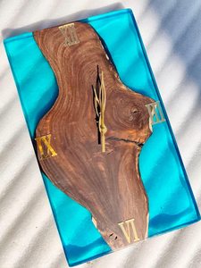 Epoxy Wooden Wall <b>Clock</b> Live Edge Wood <b>Clock</b> Handmade Statement Timepiece Rustic Modern Home Decor Housewarming Gift - Product Image 6