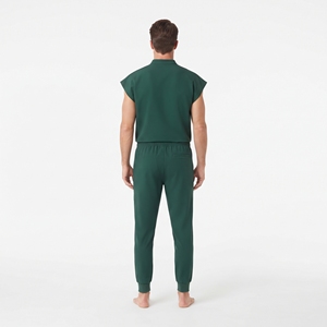 Conjunto de Uniforme Médico Unisex Verde Hawk Eye, Pantalones y Top sin Mangas de Mezcla de Algodón Tejido - Product Image 4