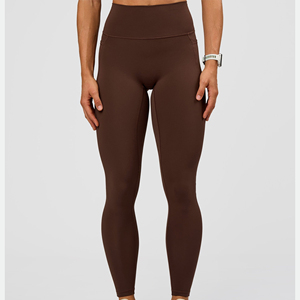 Nouveautés Leggings de yoga taille haute unis pour l'été, longueur intégrale, logo personnalisé, haute élasticité, infroissables, séchage rapide - Product Image 4