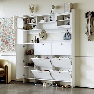 TREND Multifunctional Tipping Bucket Shoe Cabinet Storage <b>Shelf</b> 6 Flip Drawers Large Hall Tree Shoe Boxes <b>Organisers</b> - Product Image 1