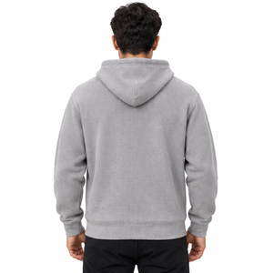 Wholesale Mens Waffle Knit Hoodie Premium Casual Pullover Long Sleeve Custom Hooded <b>Sweatshirt</b> Clothing Manufacturer - Product Image 5